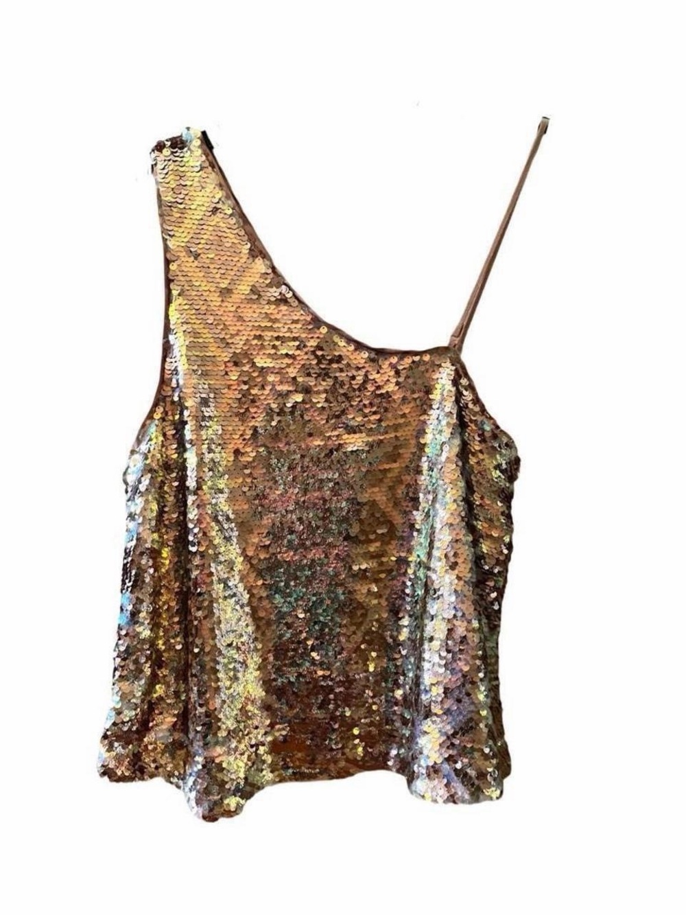 Free People Sequin One-Shoulder Party Top S